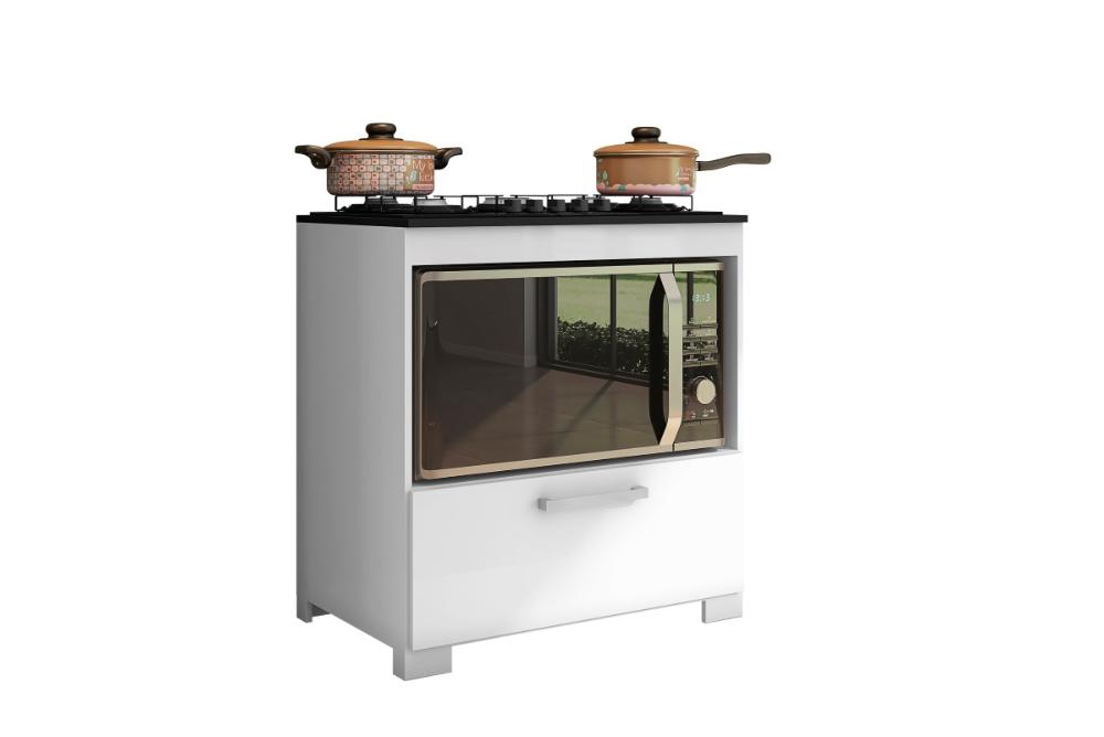 Balcão para Cooktop 5 Bocas 1Porta Branco Albânia Bela Casa