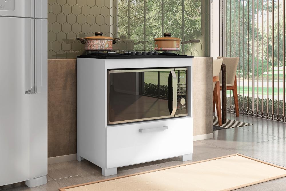 Balcão para Cooktop 5 Bocas 1Porta Branco Albânia Bela Casa