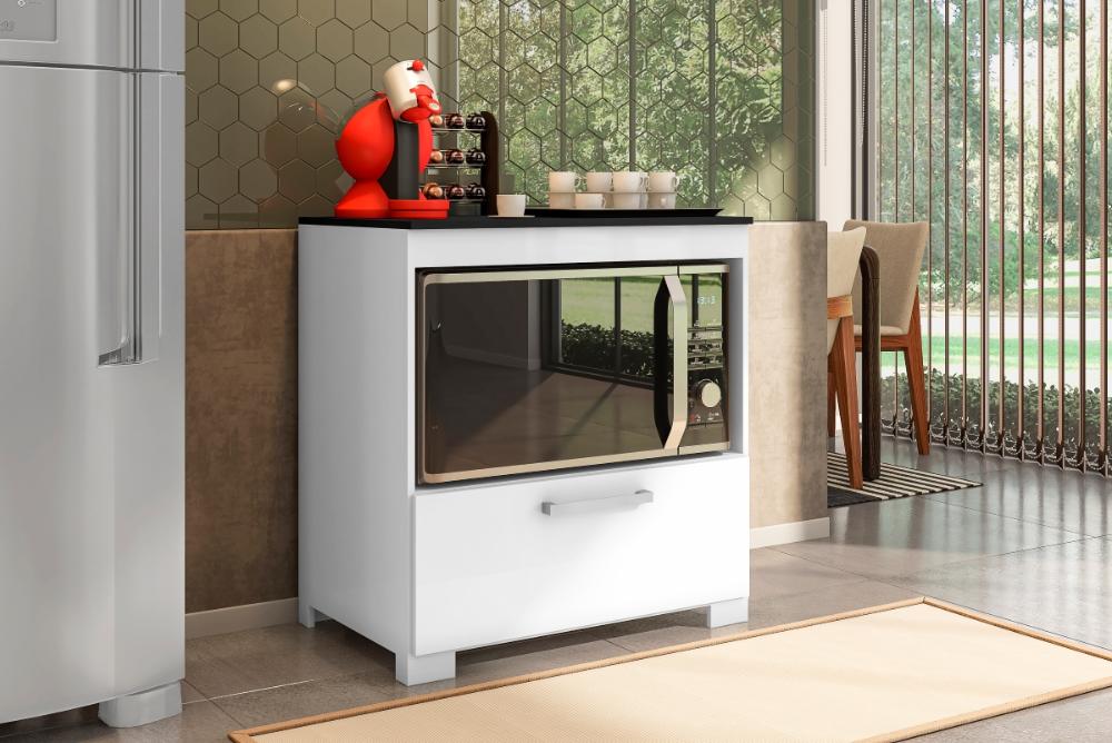 Balcão para Cooktop 5 Bocas 1Porta Branco Albânia Bela Casa