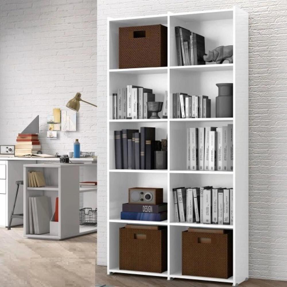 Estante para Livros Holanda Branco 10 Nichos Bela Casa