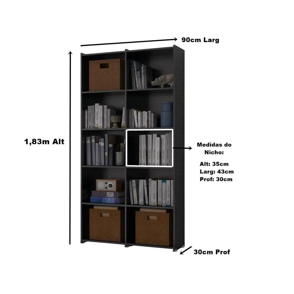 Estante para Livros Holanda Preto Bela Casa