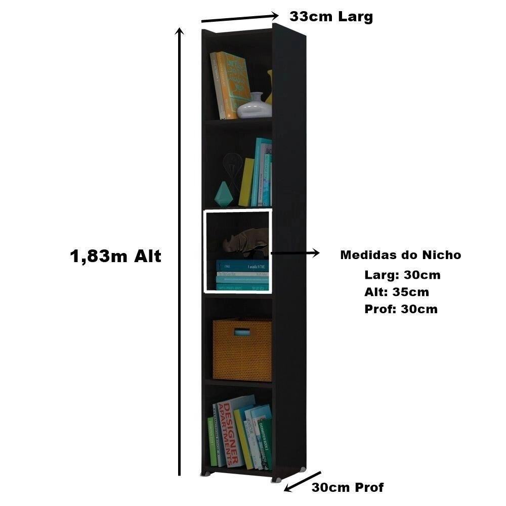 Estante para livros Malasia Preto 4 Prateleiras Bela Casa