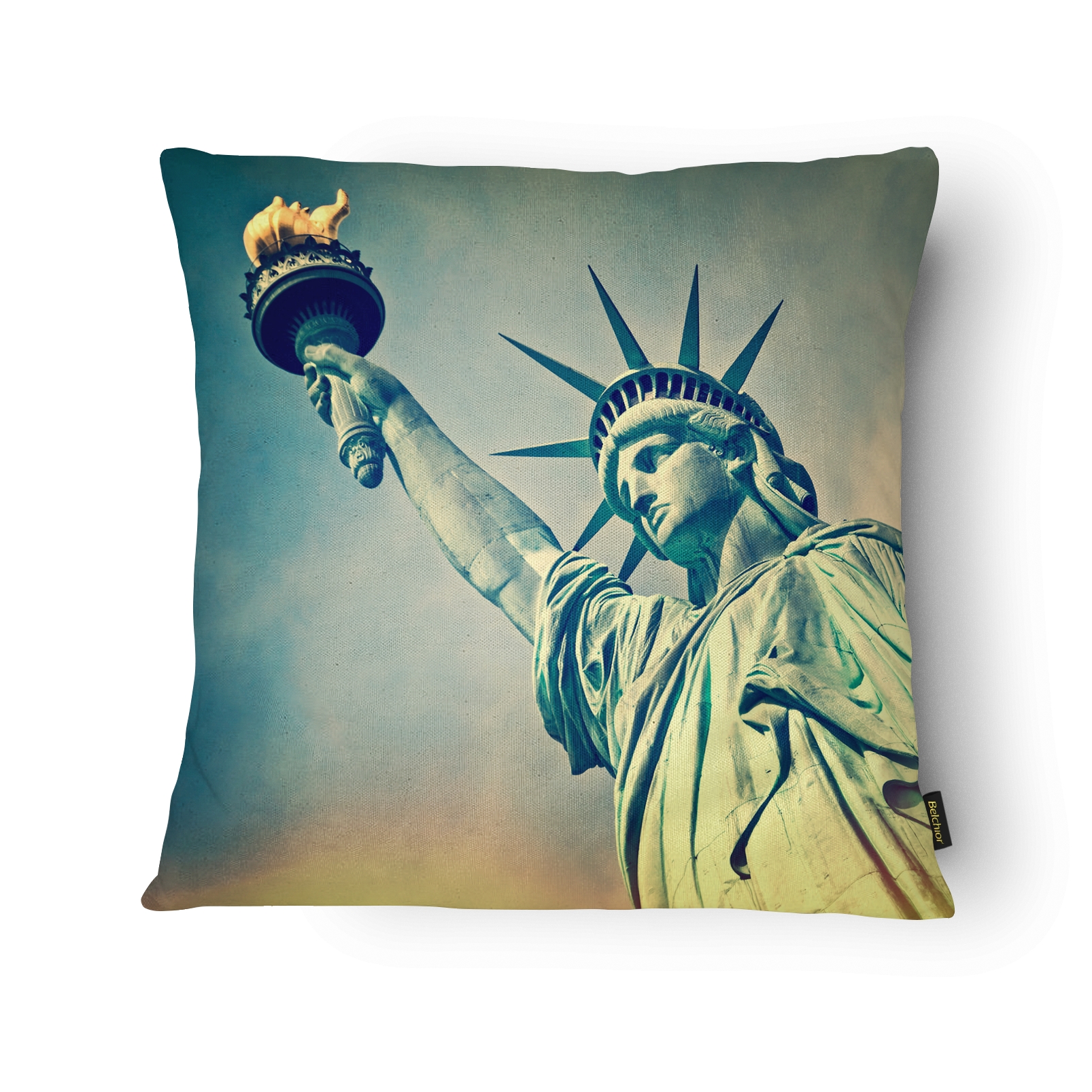 Almofada Design 043 Estatua da Liberdade 43 x 43 cm Branco, Azul