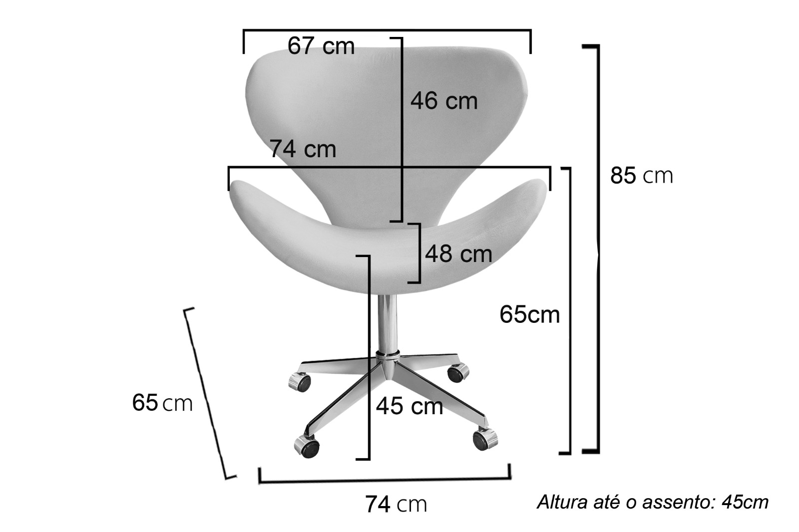 Cadeira de Escritório Ísis Giratória Com Rodízio - Suede Azul