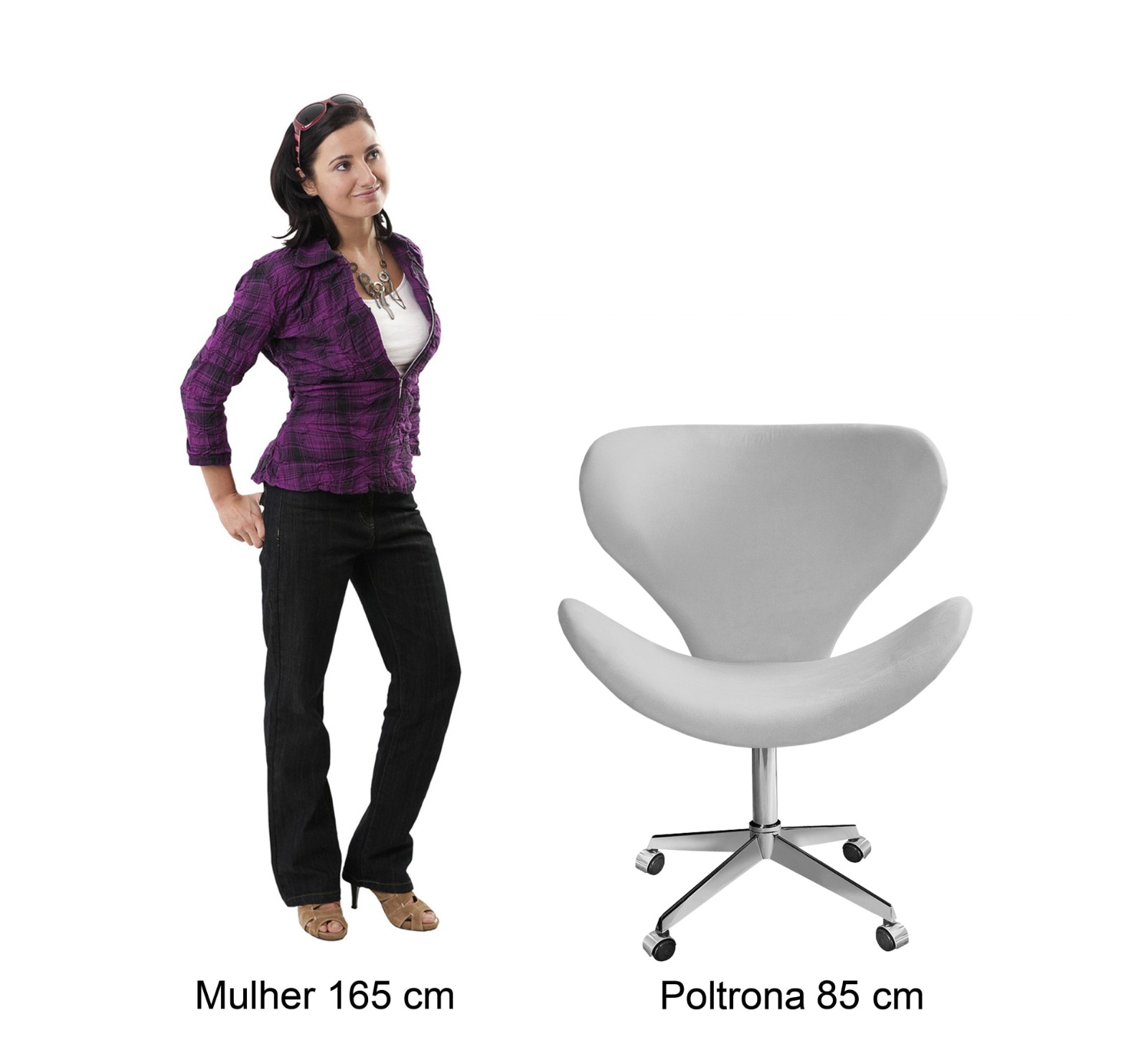 Cadeira de Escritório Ísis Giratória Com Rodízio - Suede Azul