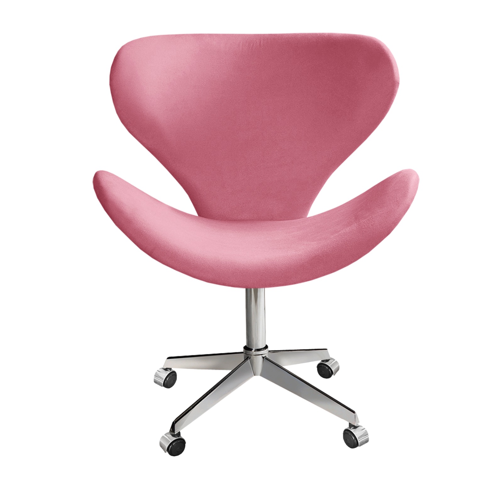 Cadeira de Escritório Ísis Giratória Com Rodízio - Suede Rosa