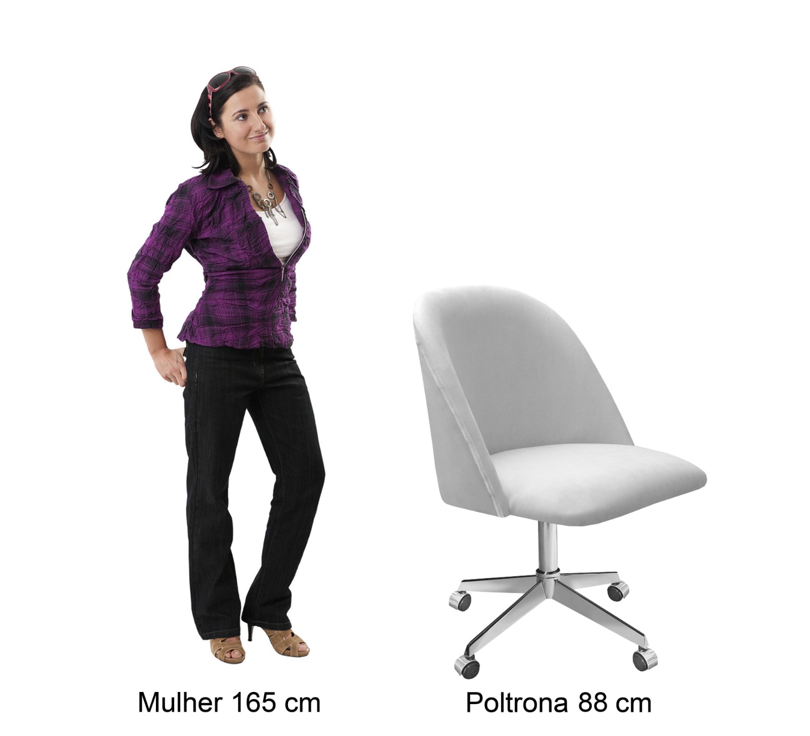 Cadeira de Escritório Gaia Giratória Com Rodízio - Suede Vermelho