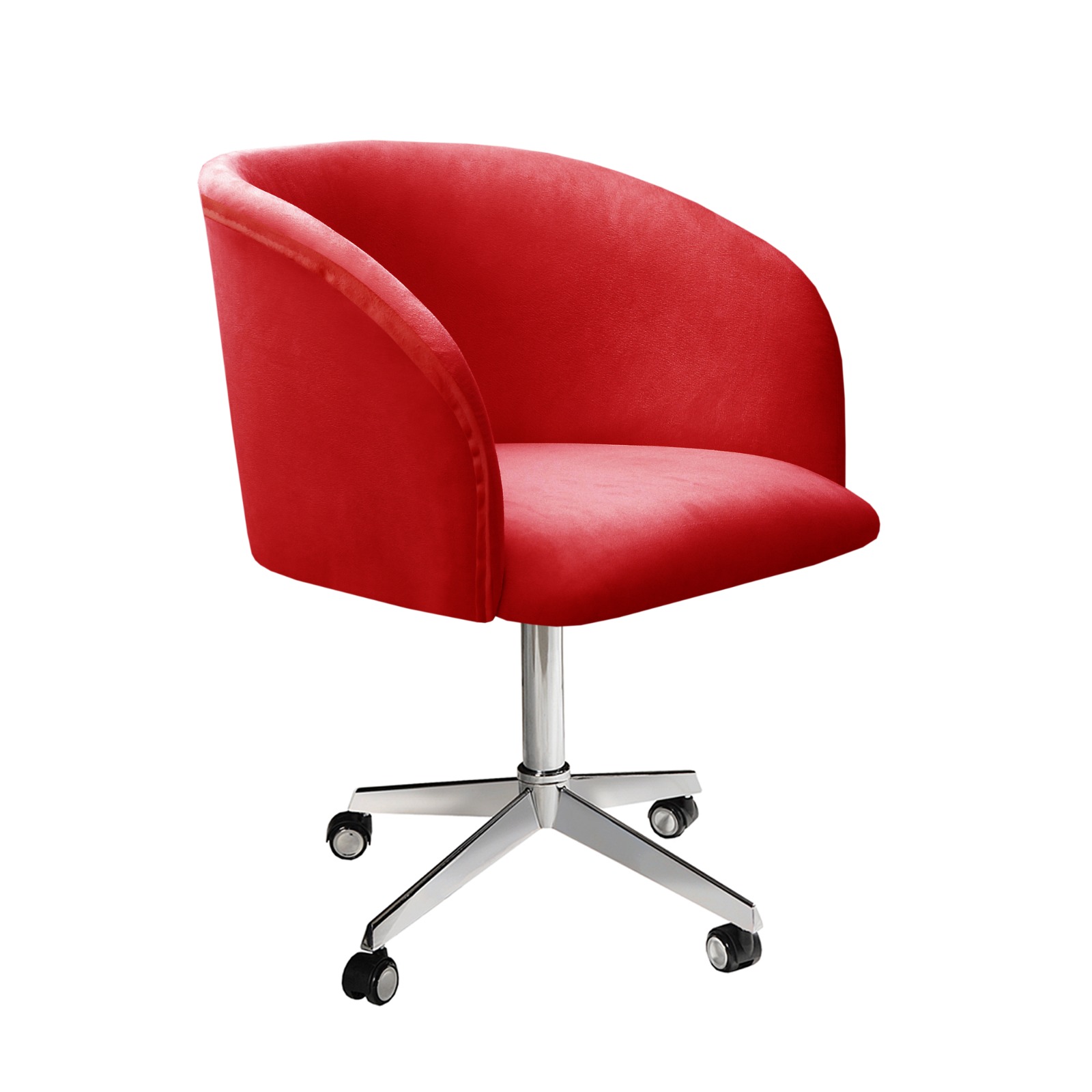 Cadeira de Escritório Giratória Com Rodízio Atenas - Suede Vermelho