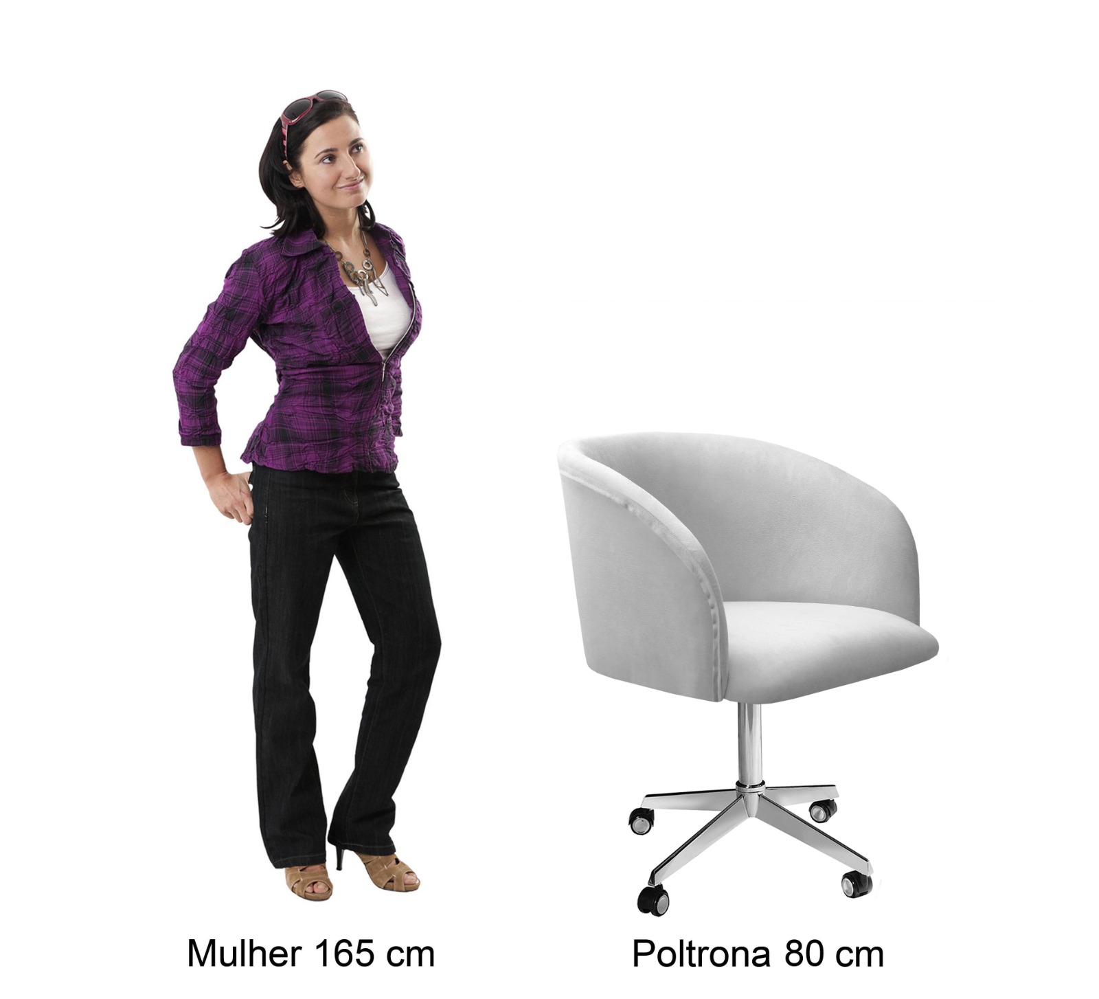 Cadeira de Escritório Giratória Com Rodízio Atenas - Suede Vermelho