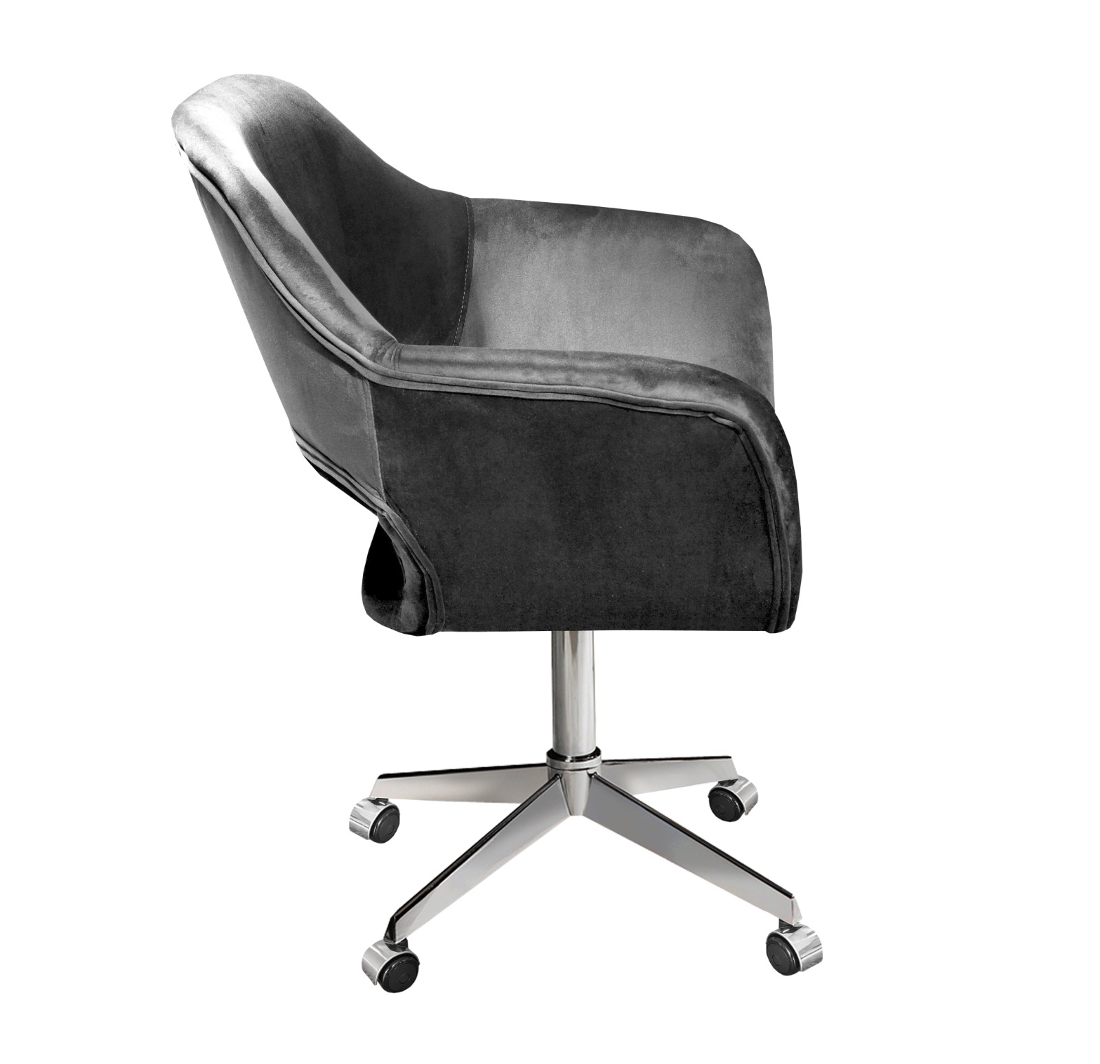Cadeira de Escritório Secretária Giratória Zara - Suede Cinza Grafite