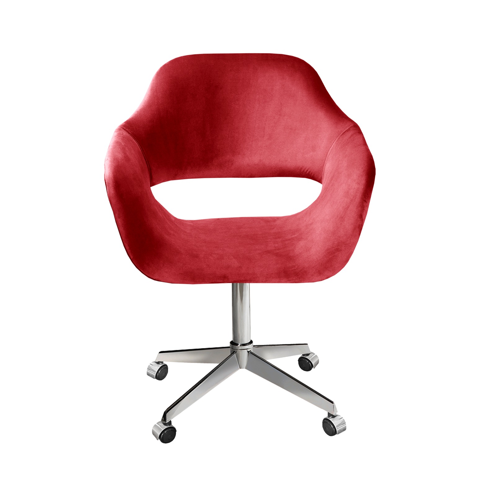 Cadeira de Escritório Secretária Giratória Zara - Suede Vermelho