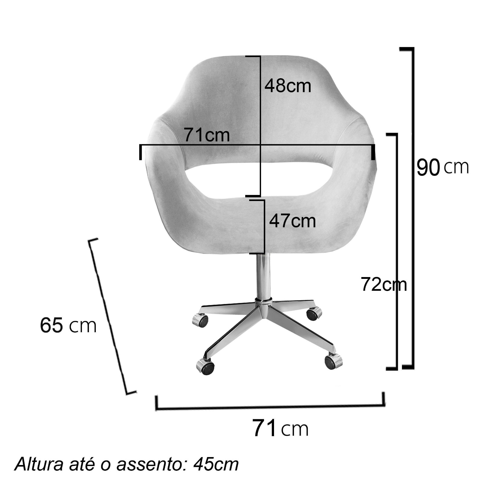 Cadeira de Escritório Secretária Giratória Zara - Veludo Capuccino
