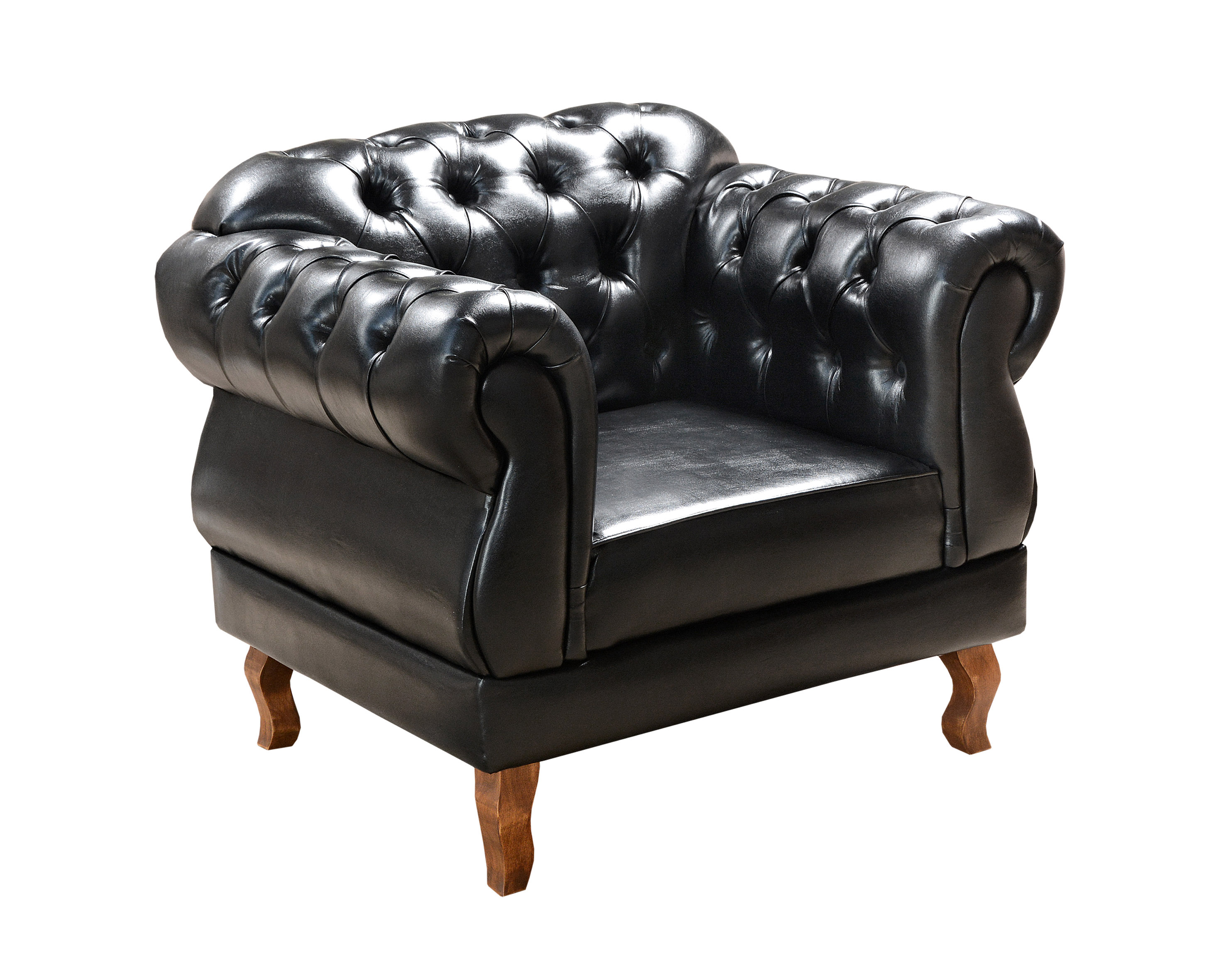 Conjunto 2 Poltronas Duquesa 1 Lugar Chesterfield Capitonê - Preto