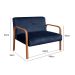 Conjunto Anita Braço Madeira Para Sala, TV, Estar - Suede Azul Marinho