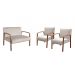 Conjunto Anita Braço Madeira Para Sala, Tv, Estar - Suede Bege Claro