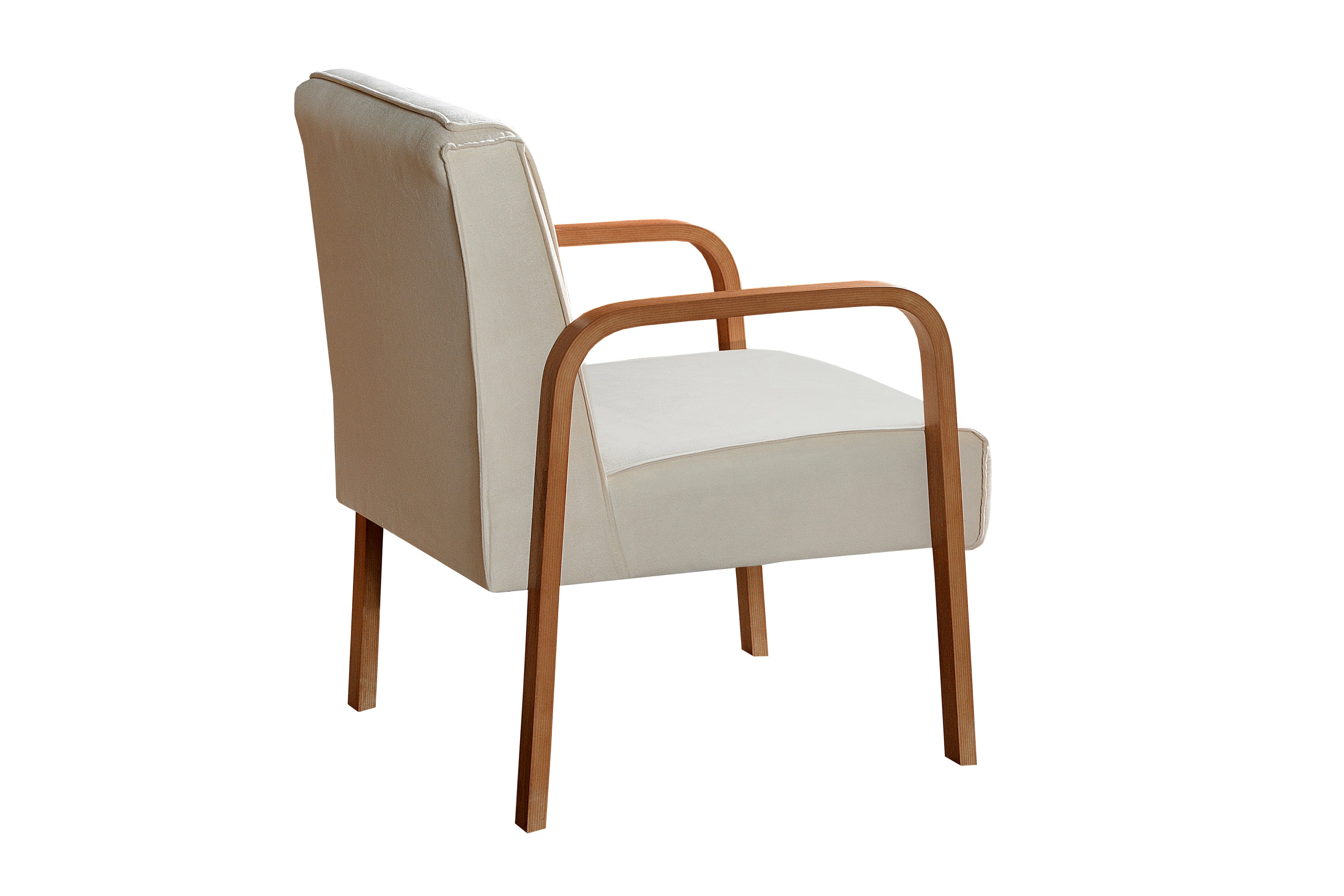 Conjunto Anita Braço Madeira Para Sala, Tv, Estar - Suede Bege Claro