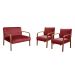 Conjunto Anita Braço Madeira Para Sala, Tv, Estar - Suede Bordô
