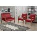 Conjunto Anita Braço Madeira Para Sala, Tv, Estar - Suede Bordô