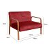 Conjunto Anita Braço Madeira Para Sala, Tv, Estar - Suede Bordô