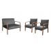 Conjunto Anita Braço Madeira Para Sala, Tv, Estar - Suede Cinza Grafite