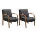 Conjunto Anita Braço Madeira Para Sala, Tv, Estar - Suede Cinza Grafite