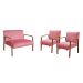 Conjunto Anita Braço Madeira Para Sala, Tv, Estar - Suede Rosa