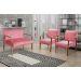 Conjunto Anita Braço Madeira Para Sala, Tv, Estar - Suede Rosa