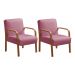 Conjunto Anita Braço Madeira Para Sala, Tv, Estar - Suede Rosa