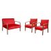 Conjunto Anita Braço Madeira Para Sala, Tv, Estar - Suede Vermelho