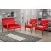 Conjunto Anita Braço Madeira Para Sala, Tv, Estar - Suede Vermelho