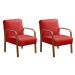 Conjunto Anita Braço Madeira Para Sala, Tv, Estar - Suede Vermelho