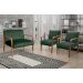 Conjunto Anita Braço Madeira Para Sala, Tv, Estar - Veludo Verde