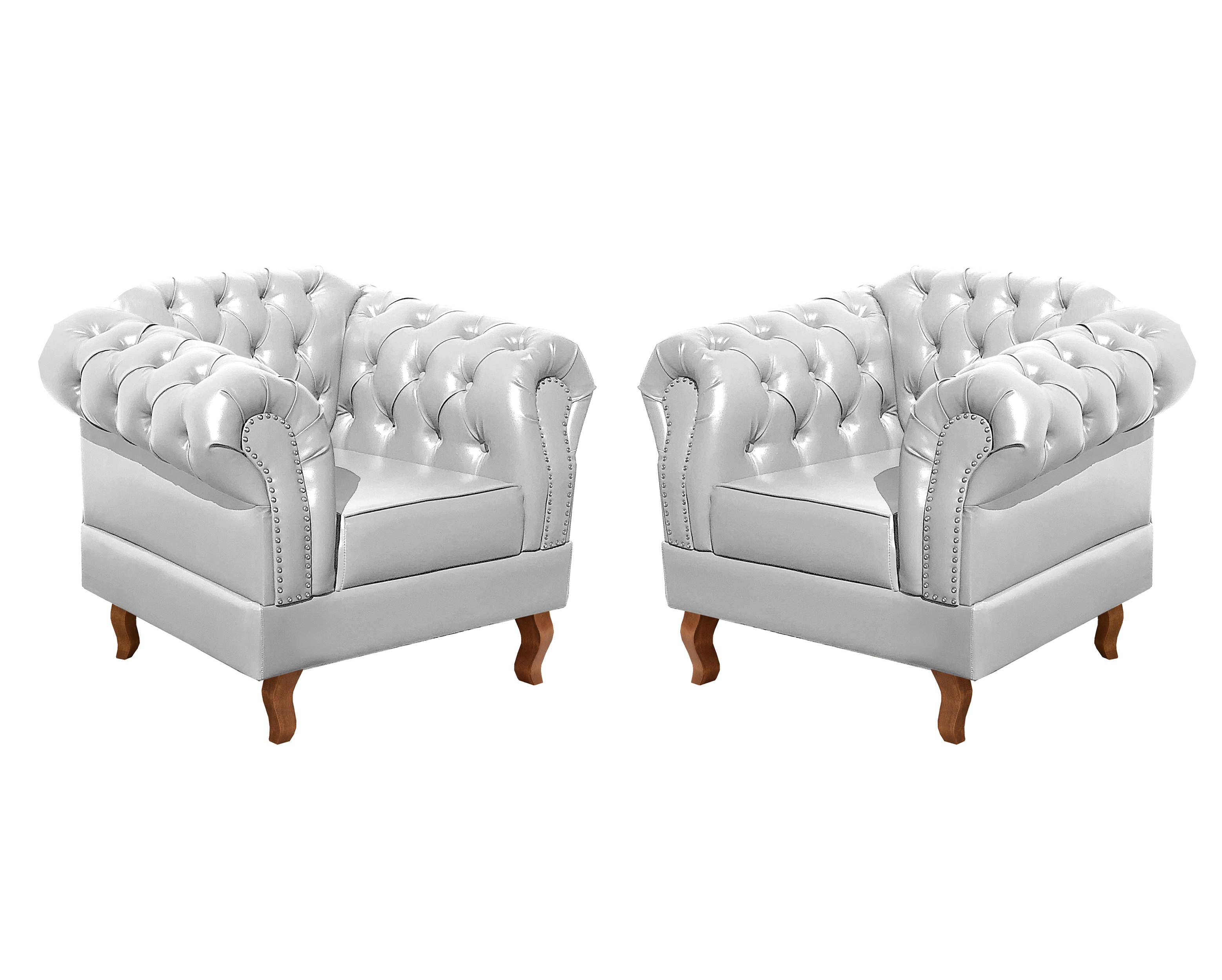 Conjunto De 2 Poltronas Dom Pedro Chesterfield Capitonê - Branco