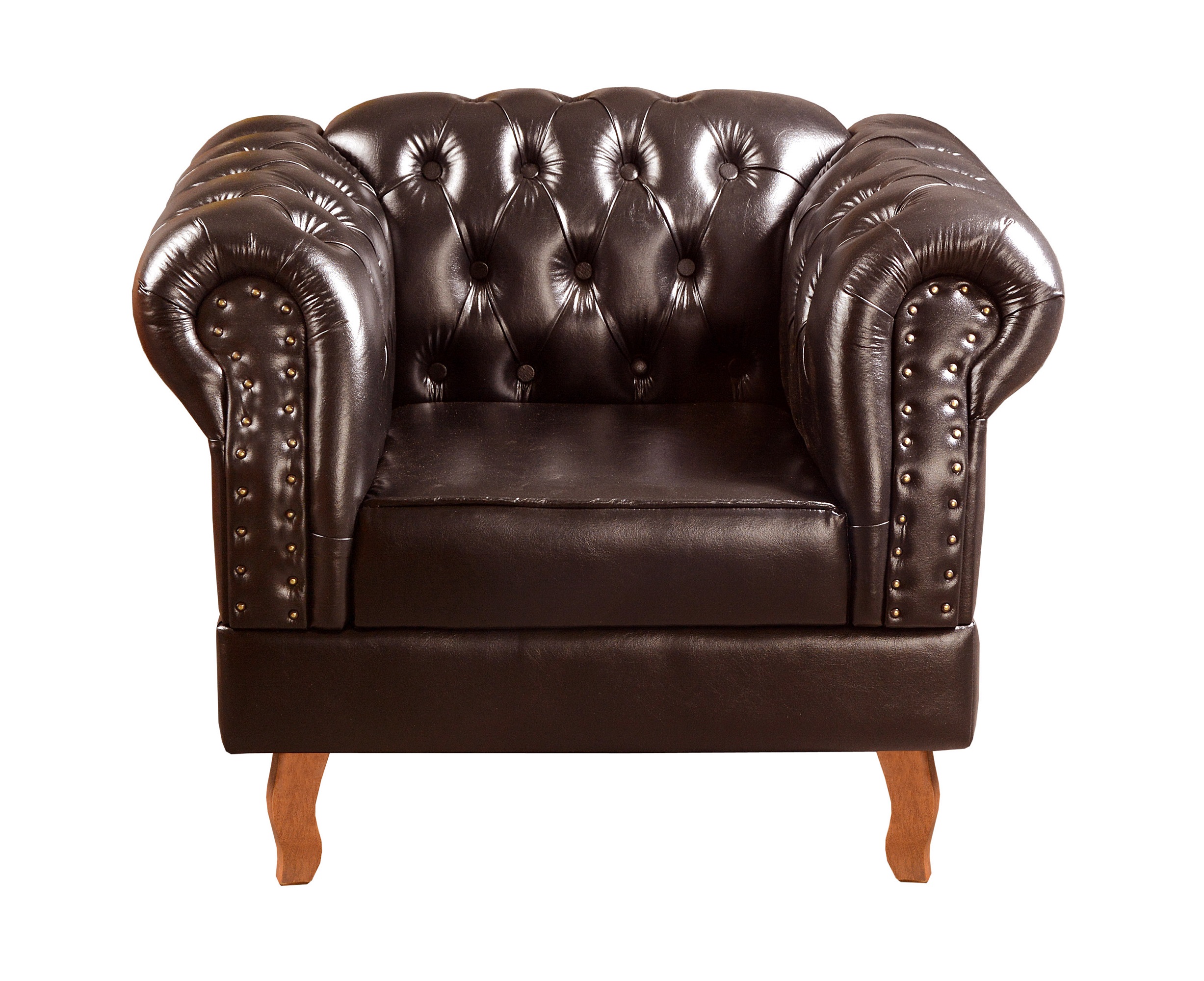 Conjunto De Poltronas E Sofá Dom Pedro 2 Lugares Chesterfield Capitonê - Café