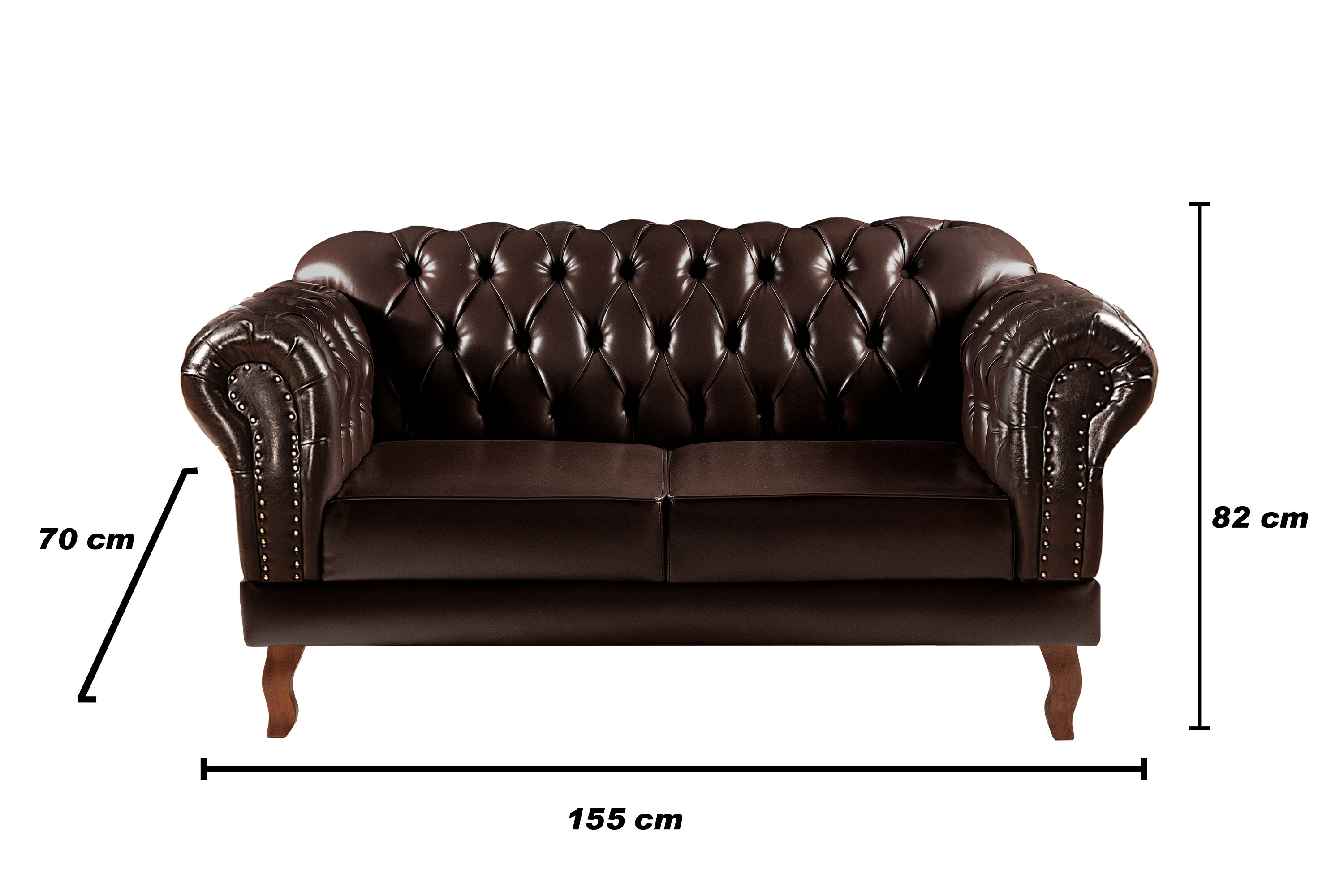 Conjunto De Poltronas E Sofá Dom Pedro 2 Lugares Chesterfield Capitonê - Café