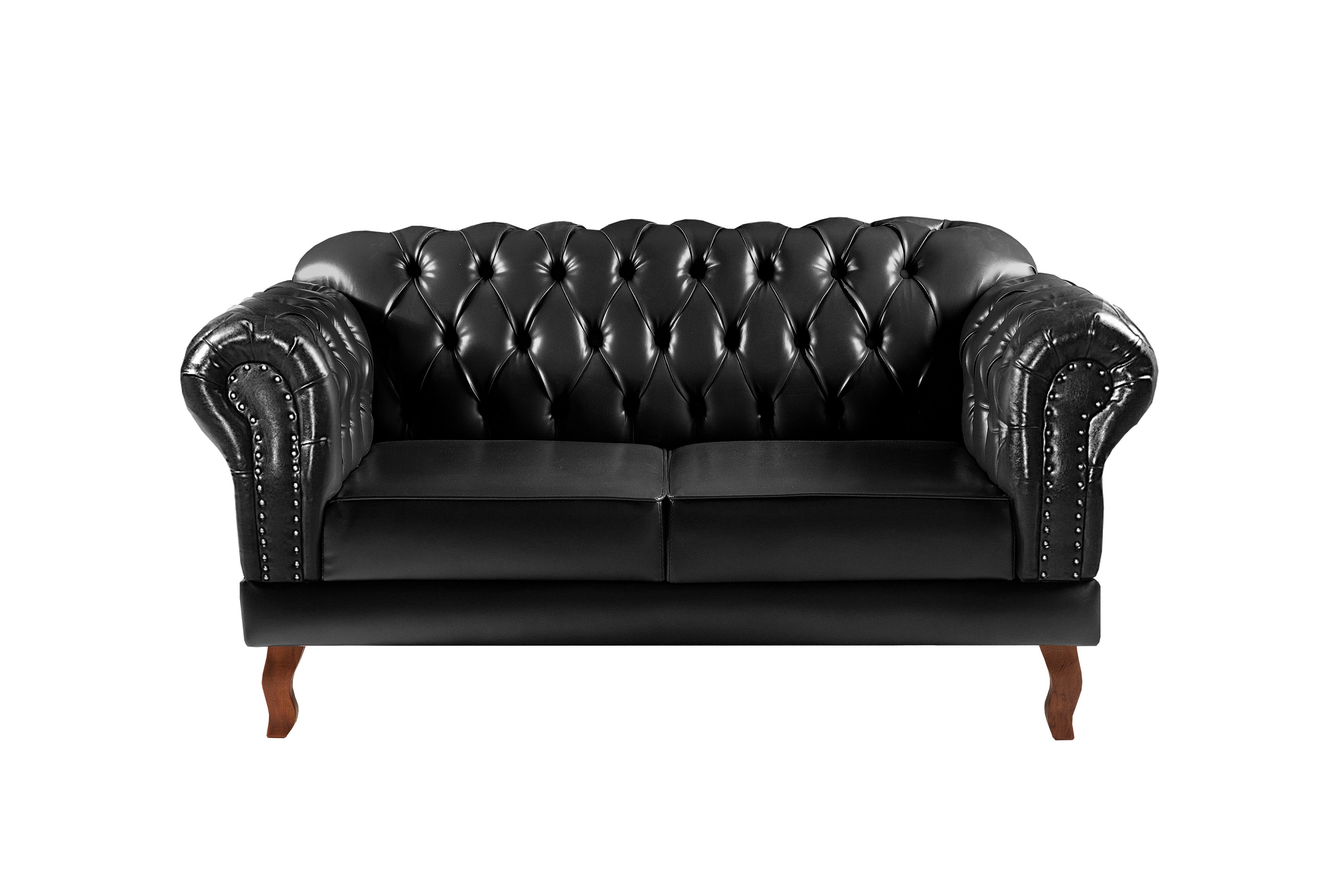 Conjunto De Poltronas E Sofá Dom Pedro 2 Lugares Chesterfield Capitonê - Couríssimo Preto