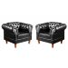 Conjunto De Poltronas E Sofá Dom Pedro 2 Lugares Chesterfield Capitonê - Couríssimo Preto