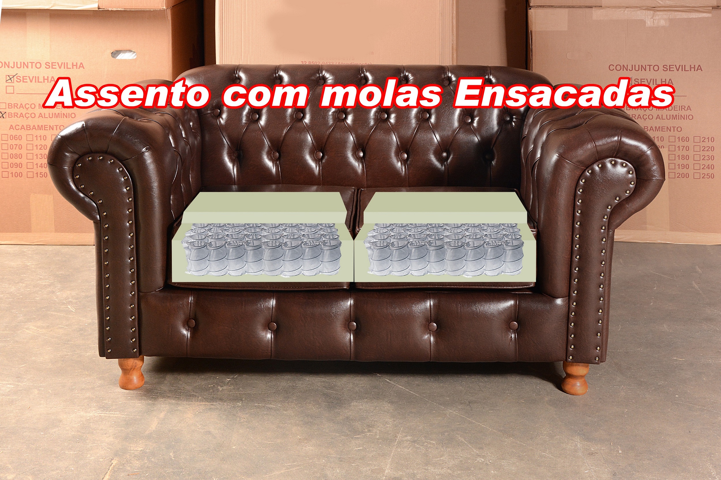 Conjunto De Sofá 2 E 3 Lugares Luís Xv Chesterfield Capitonê - Courìssimo Café