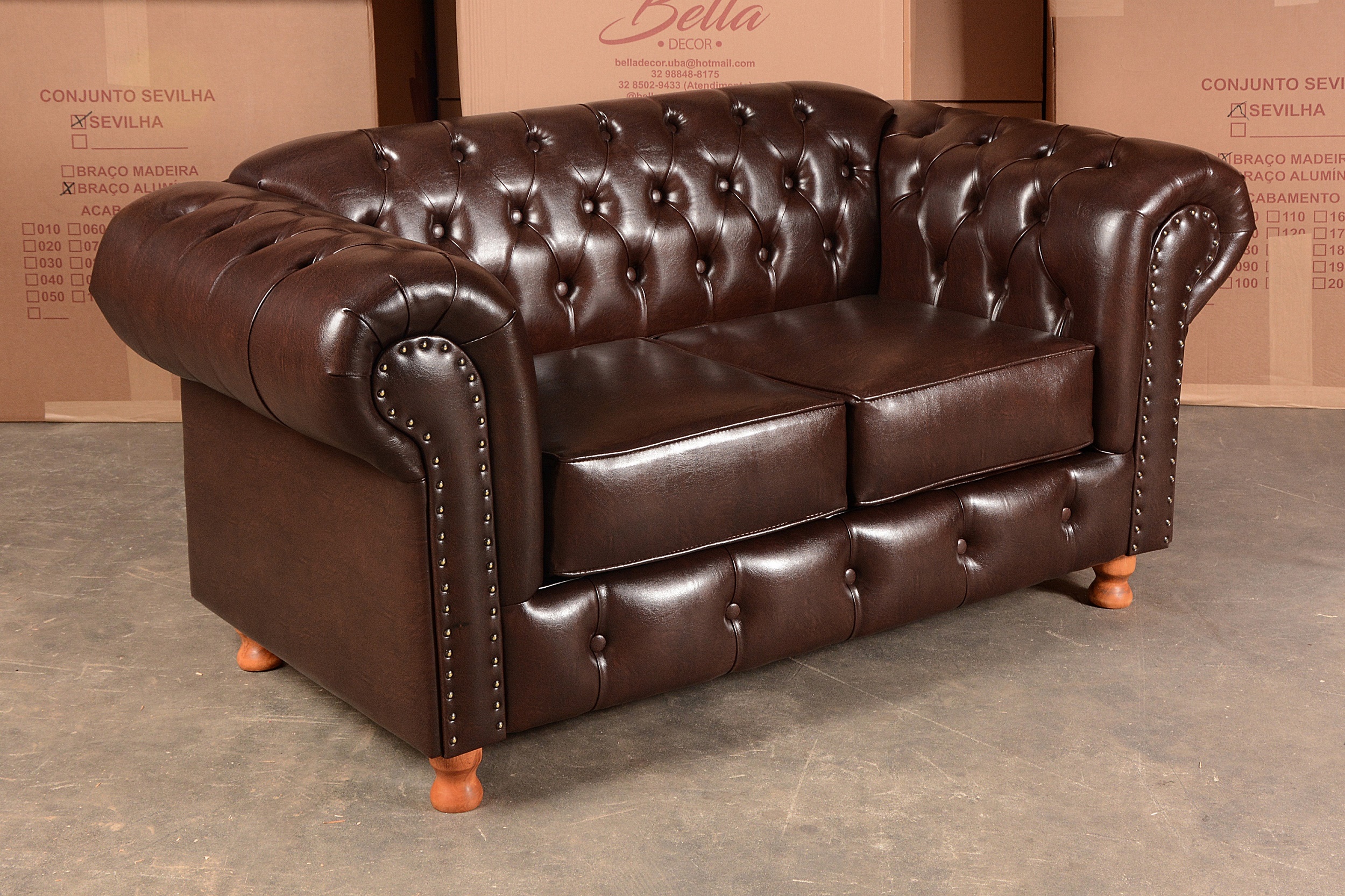 Conjunto De Sofá 2 E 3 Lugares Luís Xv Chesterfield Capitonê - Courìssimo Café