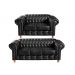 Conjunto De Sofá 2 E 3 Lugares Luís Xv Chesterfield Capitonê - Courìssimo Preto