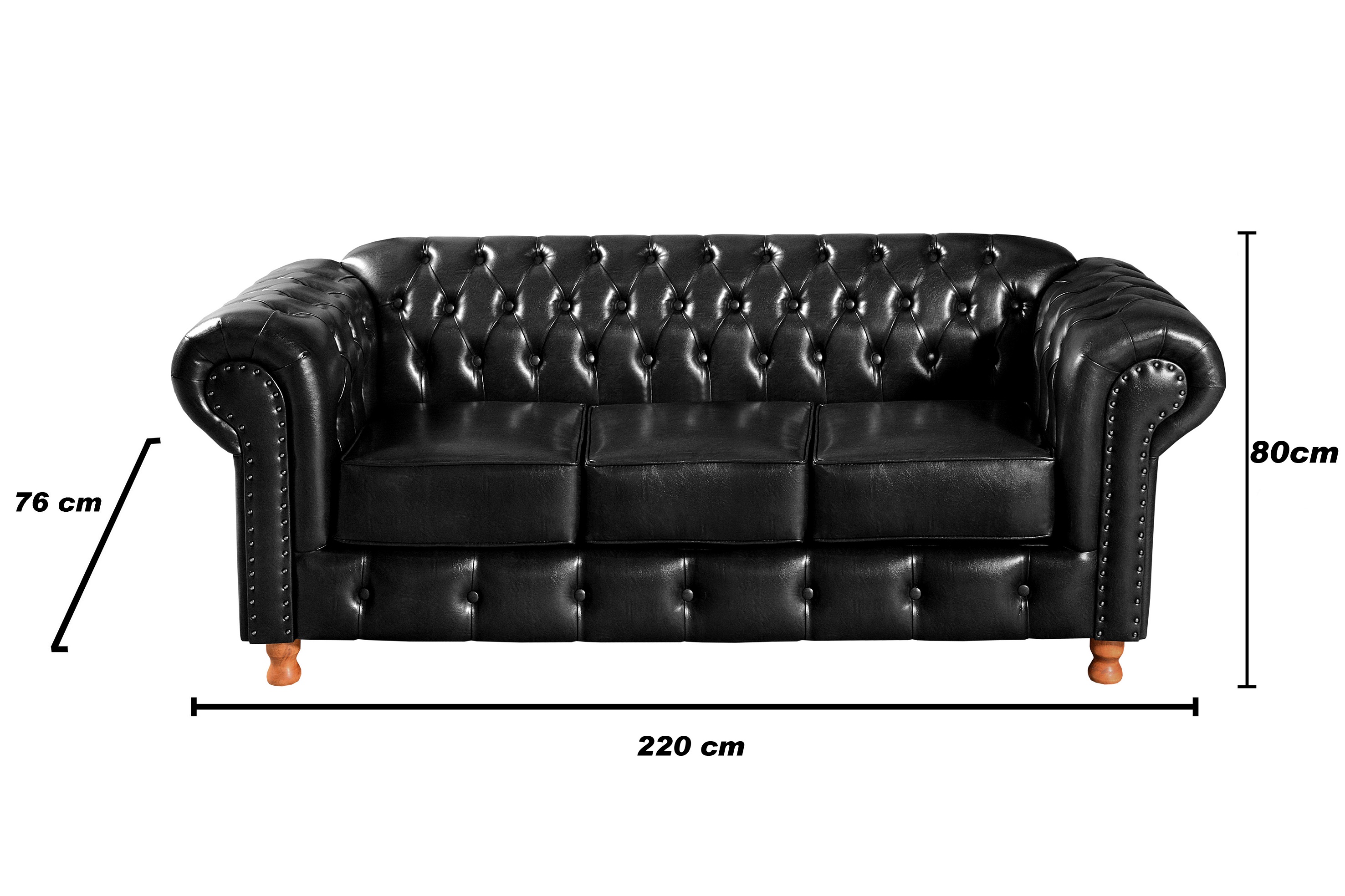 Conjunto De Sofá 2 E 3 Lugares Luís Xv Chesterfield Capitonê - Courìssimo Preto