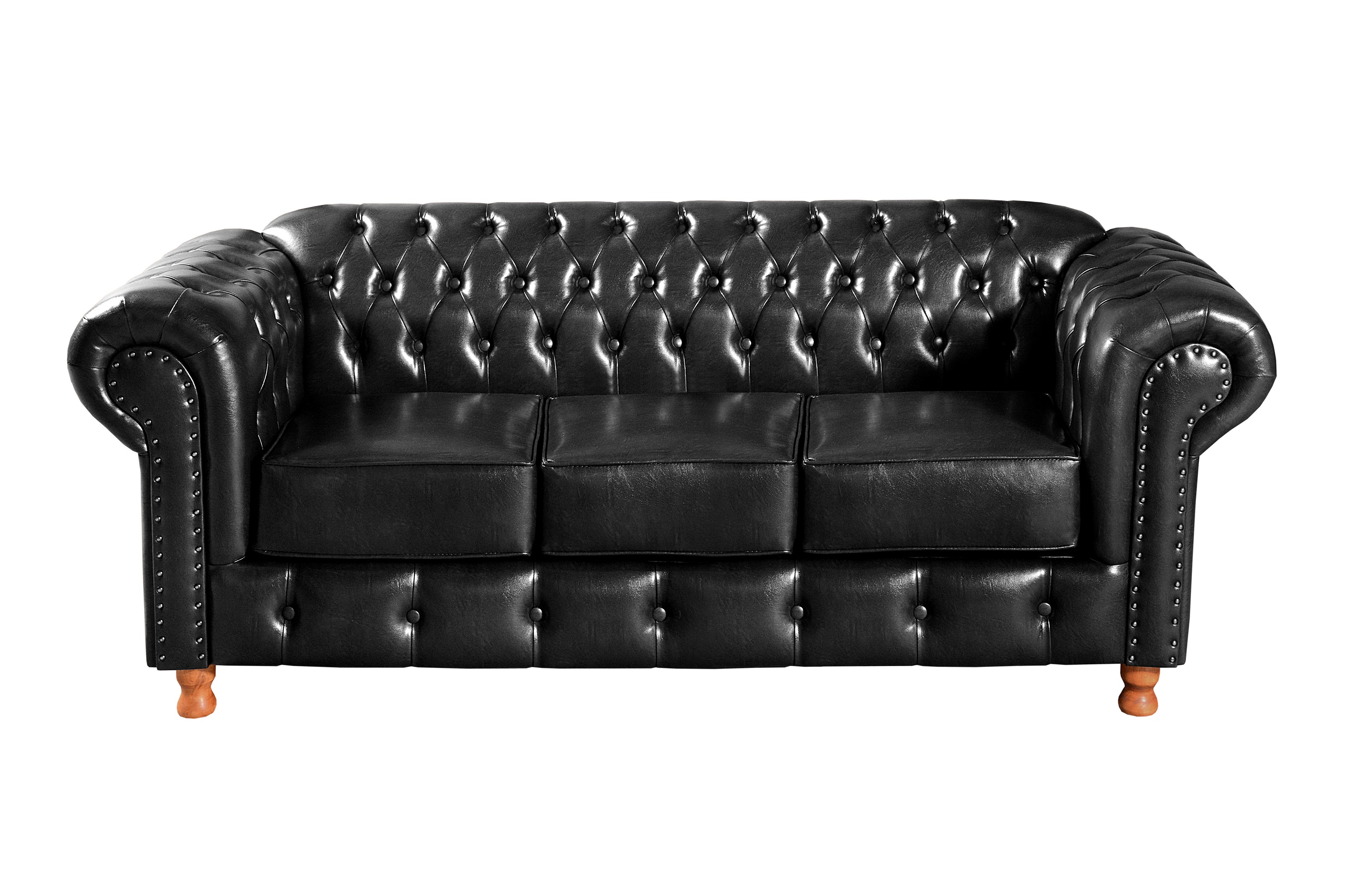 Conjunto De Sofá 2 E 3 Lugares Luís Xv Chesterfield Capitonê - Courìssimo Preto
