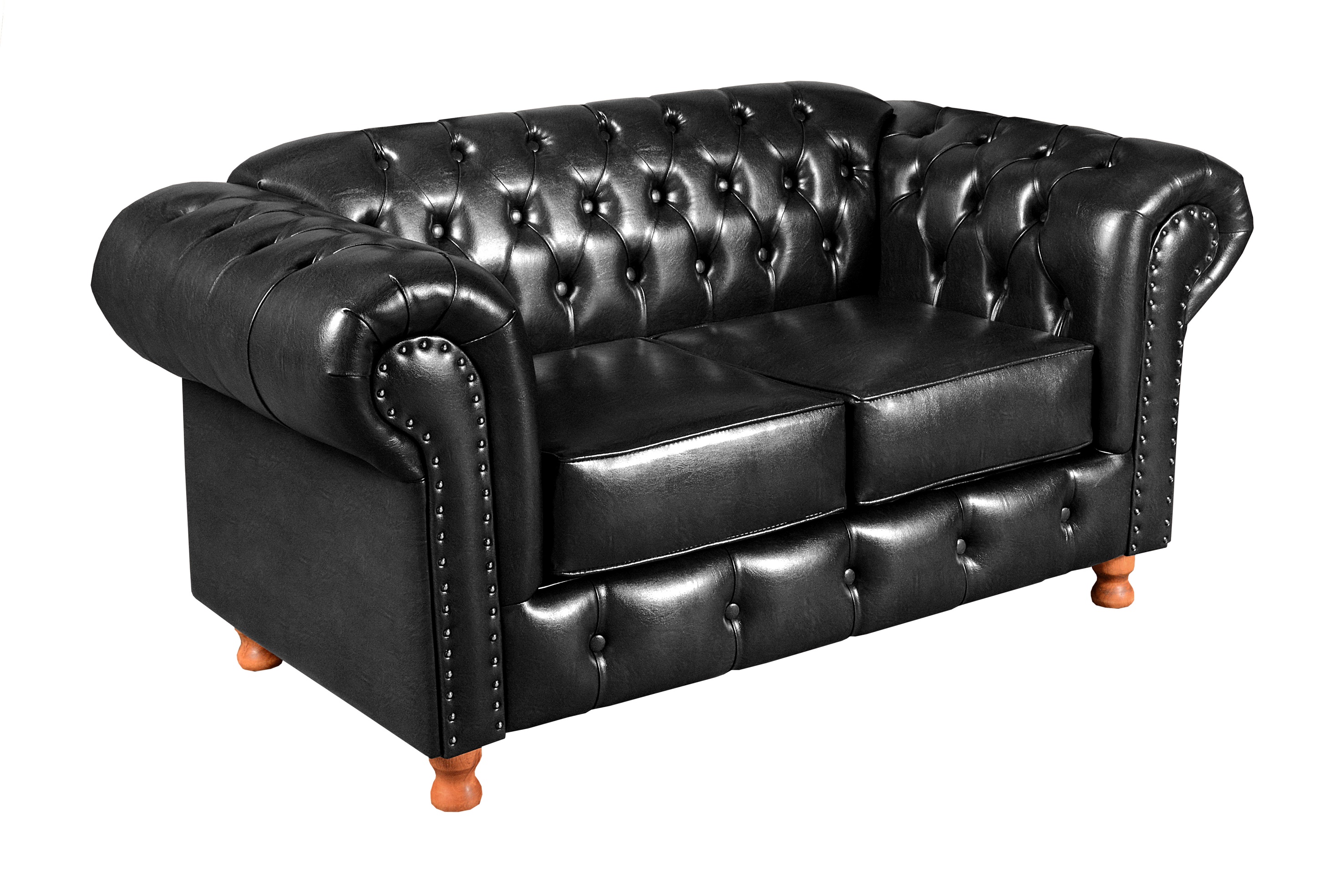 Conjunto De Sofá 2 E 3 Lugares Luís Xv Chesterfield Capitonê - Courìssimo Preto