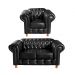 Conjunto De Sofá 2 Lugares E Poltrona Chesterfield Capitonê Luís Xv - Couríssimo Preto
