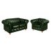 Conjunto De Sofá 2 Lugares E Poltrona Chesterfield Capitonê Luís Xv - Couríssimo Verde