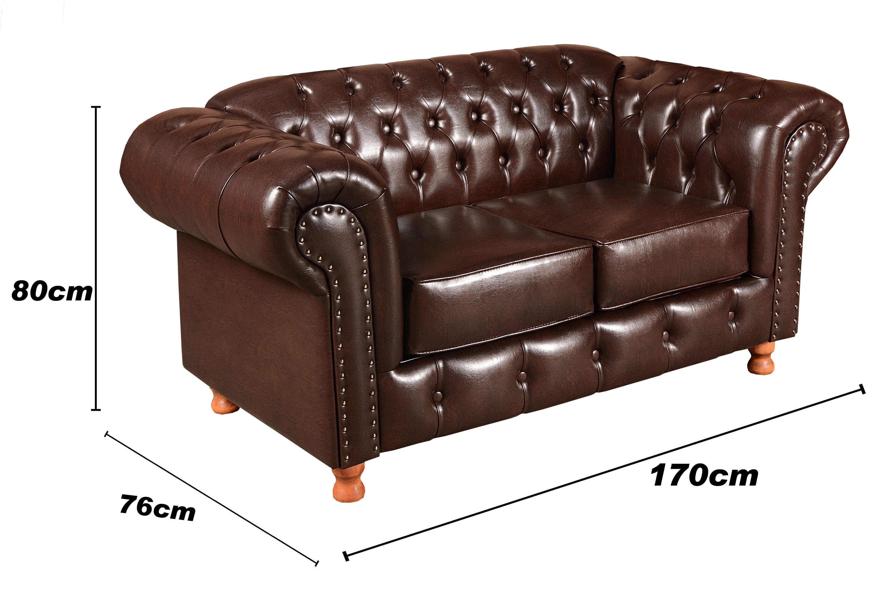 Conjunto De Sofá 2 Lugares E Poltronas Decorativa Chesterfield Capitonê Luís Xv - Café