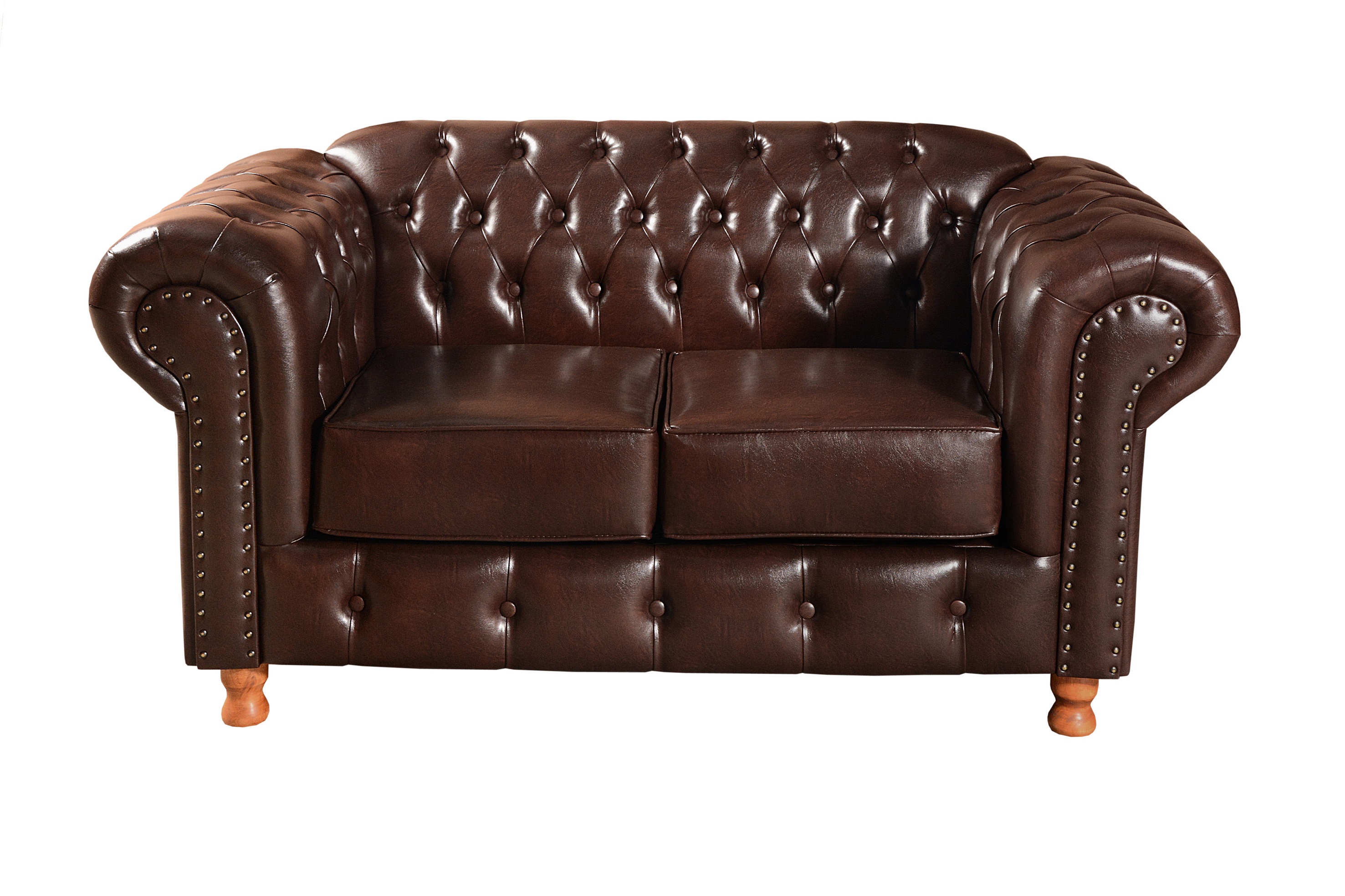 Conjunto De Sofá 2 Lugares E Poltronas Decorativa Chesterfield Capitonê Luís Xv - Café