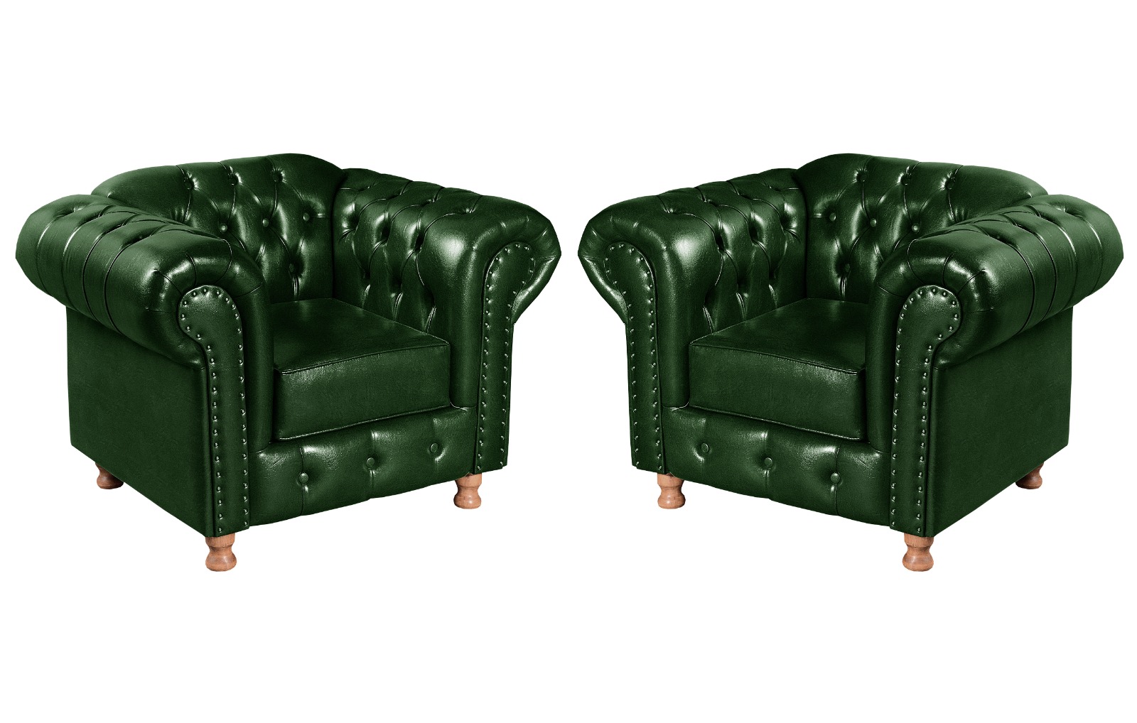 Conjunto De Sofá 2 Lugares E Poltronas Decorativa Chesterfield Capitonê Luís Xv - Couríssimo Verde