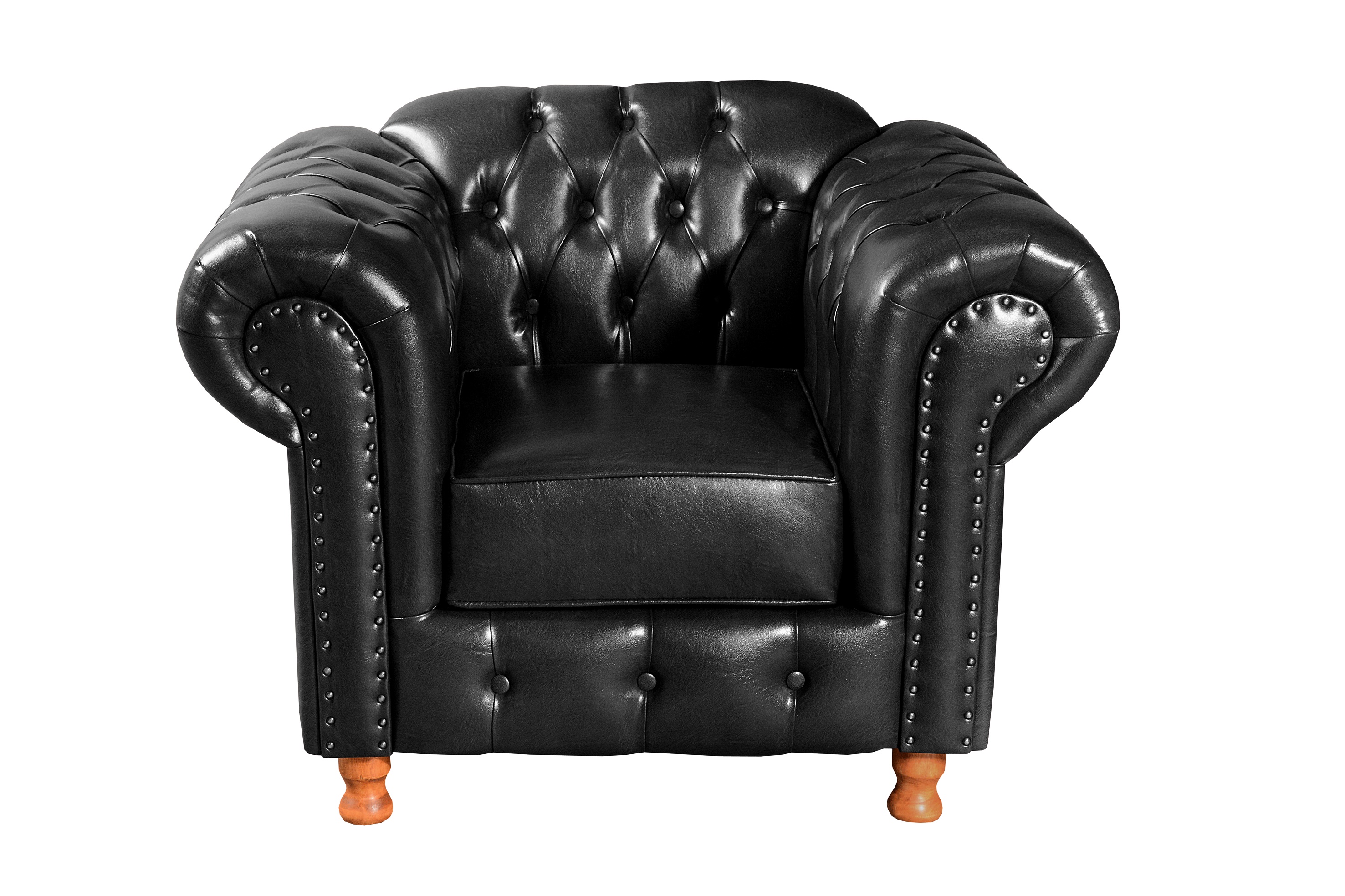 Conjunto De Sofá 2 Lugares E Poltronas Decorativa Chesterfield Capitonê Luís Xv - Preto