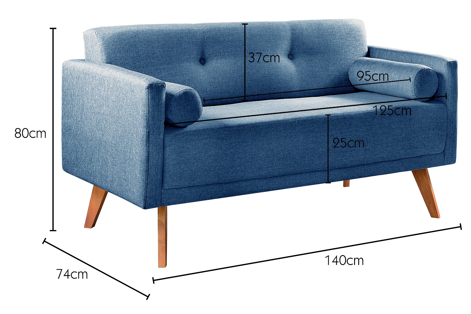 Conjunto De Sofá 2 Lugares E Poltronas Luma - Linho Azul